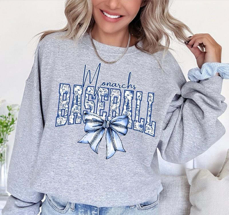 Monarchs baseball bow shirt