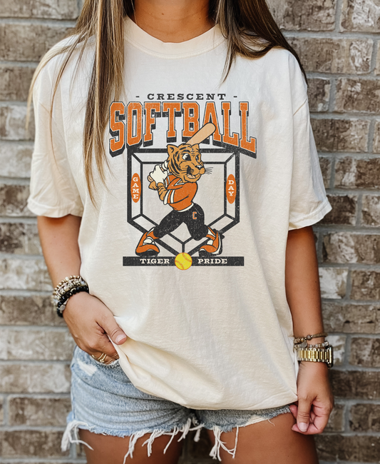 Crescent Softball Retro Tiger T-Shirt Kids & Adult